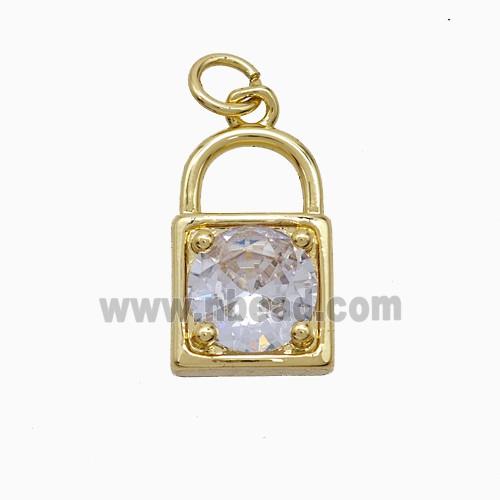 Copper Locket Pendant Pave Crystal Glass Gold Plated