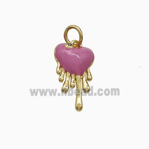 Copper Heart Pendant Pink Enamel Gold Plated