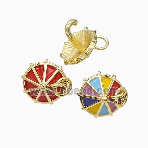 Copper Umbrella Pendant Enamel Gold Plated Mixed