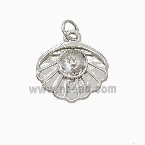 Copper Scallop Shell Pendant Platinum Plated
