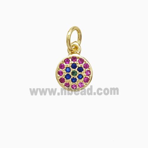 Copper Circle Pendant Pave Zirconia 18K Gold Plated