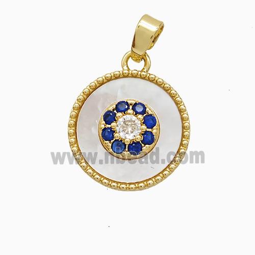 Copper Flower Pendant Pave Zirconia Shell 18K Gold Plated