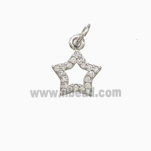 Copper Star Pendant Pave Zirconia Platinum Plated