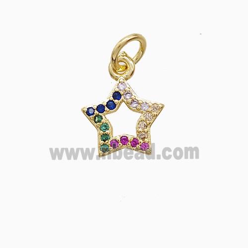 Copper Star Pendant Pave Multicolor Zirconia 18K Gold Plated