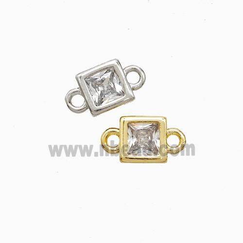 Copper Square Connector Pave Zirconia Mixed