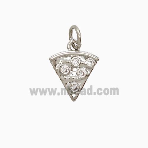 Copper Pizza Slice Pendant Pave Zirconia Platinum Plated