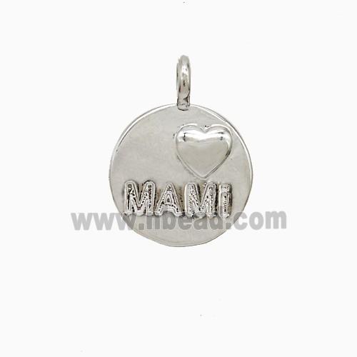 Copper MAMI Heart Pendant Platinum Plated