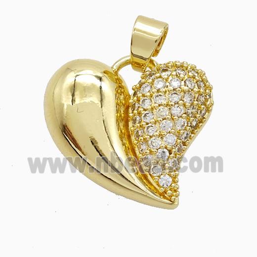Copper Heart Pendant Pave Zirconia Gold Plated
