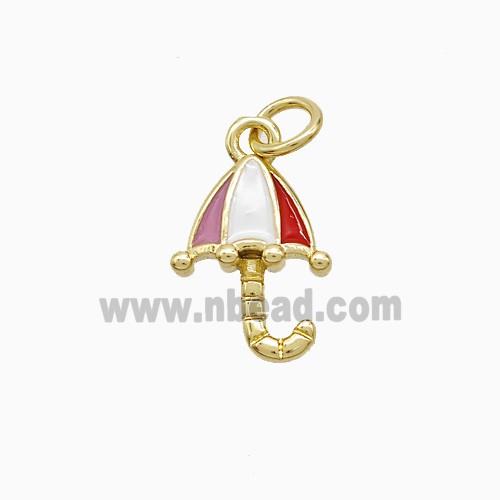 Copper Umbrella Pendant Multicolor Enamel Gold Plated