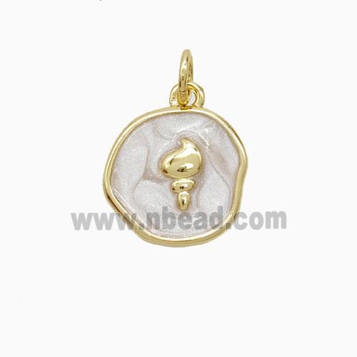 Copper Conch Shell Pendant White Painted Gold Plated