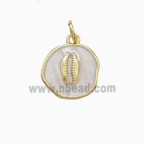 Copper Conch Shell Pendant White Painted Gold Plated