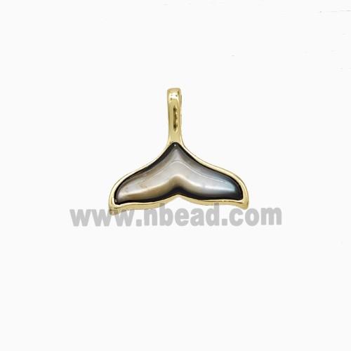 Copper Shark-Tail Pendant Pave Shell Gold Plated