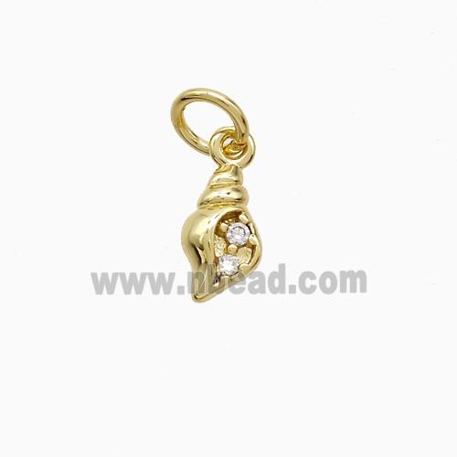 Copper Conch Shell Pendant Pave Zirconia Gold Plated