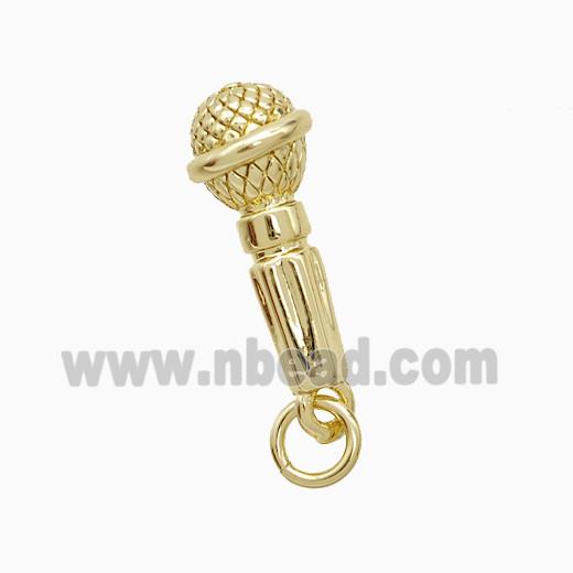 Copper Microphone Pendant Gold Plated
