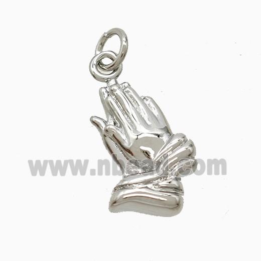 Copper Prayer Hand Pendant Platinum Plated