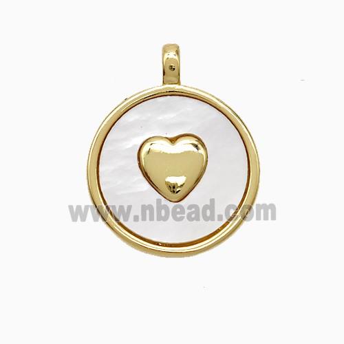 Copper Volleyball Pendant Pave Shell Heart Gold Plated