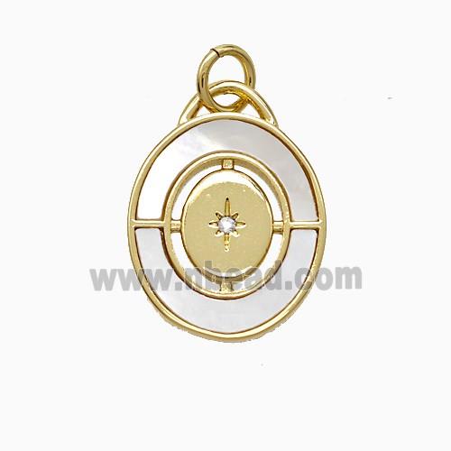 Copper Star Pendant Pave Shell Oval Gold Plated