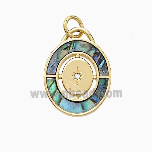 Copper Star Pendant Pave Shell Oval Gold Plated