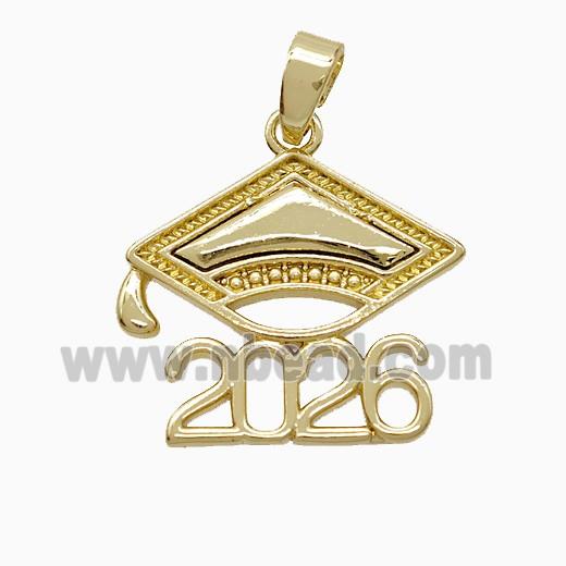 Class Of 2026 Graduation Cap Pendant Copper Gold Plated