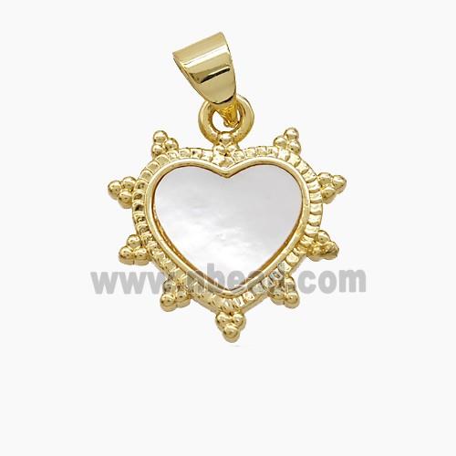 Copper Heart Pendant Pave Shell Gold Plated