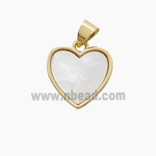 Copper Heart Pendant Pave Shell Gold Plated