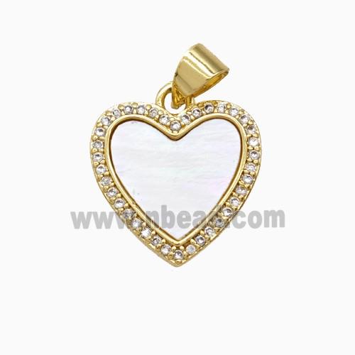 Copper Heart Pendant Pave Shell Gold Plated