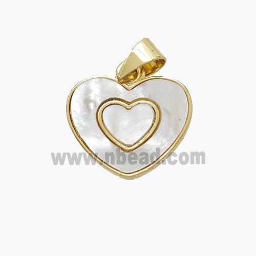 Copper Heart Pendant Pave Shell Gold Plated