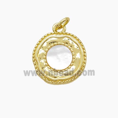 Copper Sun Pendant Pave Shell Gold Plated