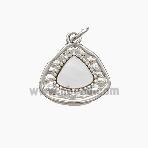 Copper Triangle Pendant Pave Shell Platinum Plated