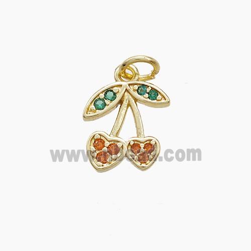 Copper Cherry Pendant Pave Zirconia Gold Plated