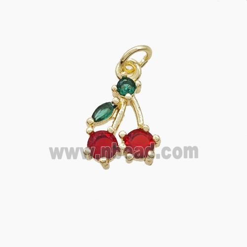 Copper Cherry Pendant Pave Zirconia Gold Plated