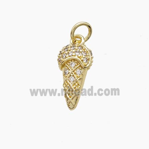 Copper Ice Cream Pendant Pave Zirconia Gold Plated