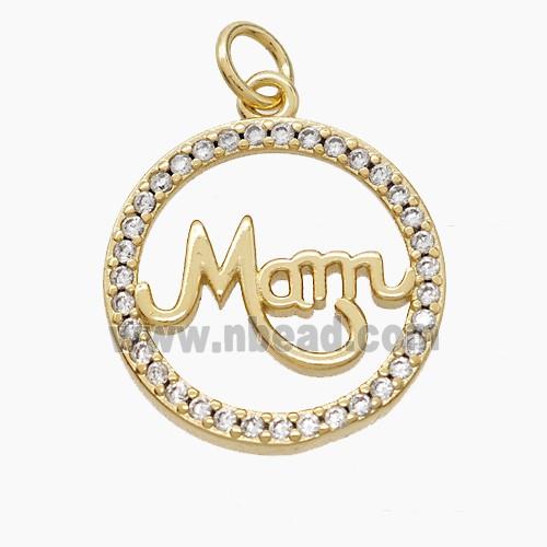 Copper Mam Pendant Pave Zirconia Circle Gold Plated