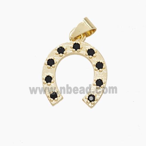 Copper Horseshoe Pendant Pave Zirconia Gold Plated