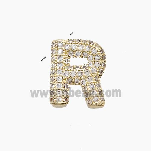 Copper Letter-R Pendant Pave Zirconia Gold Plated