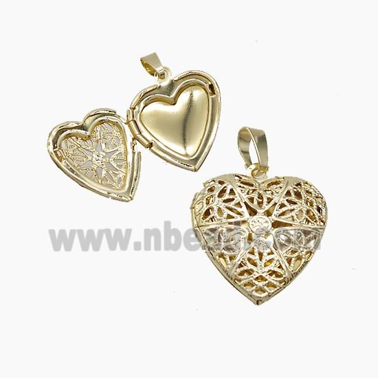 Copper Heart Locket Pendant Gold Plated