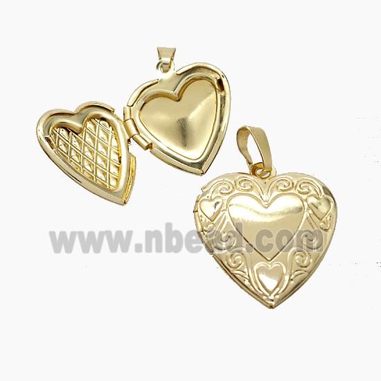 Copper Heart Locket Pendant Gold Plated