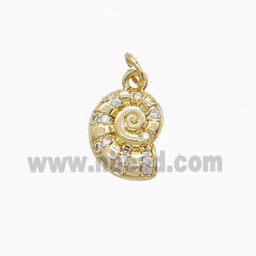 Copper Spiral Shell Pendant Pave Zirconia 18K Gold Plated