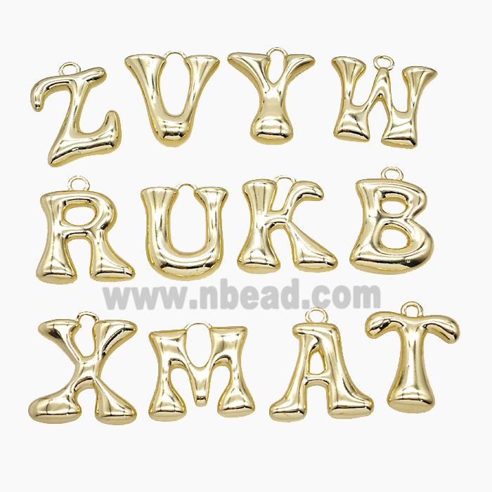 Copper Alphabet Pendant Gold Plated Mix Letters