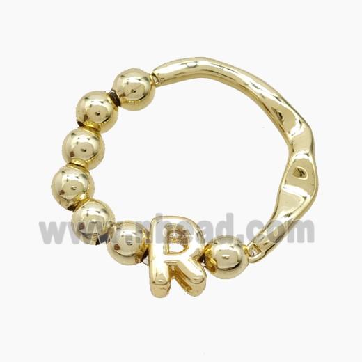 Copper Ring With Letter-R Gold Plated