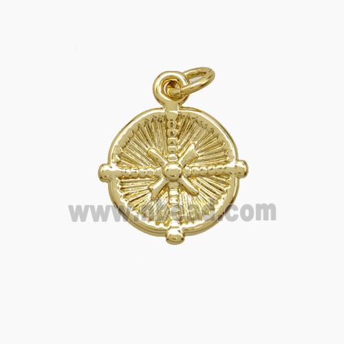 Copper Compass Pendant Gold Plated
