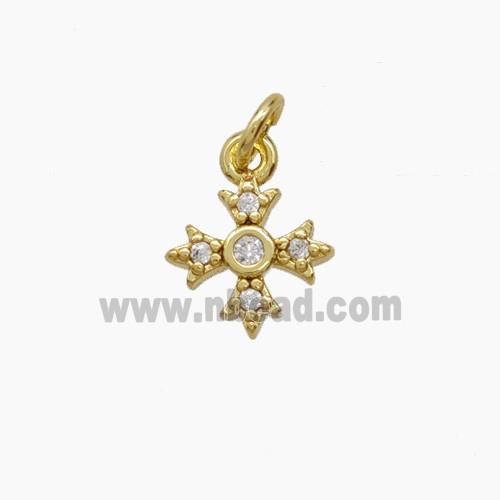 Copper Cross Pendant Pave Zirconia Gold Plated