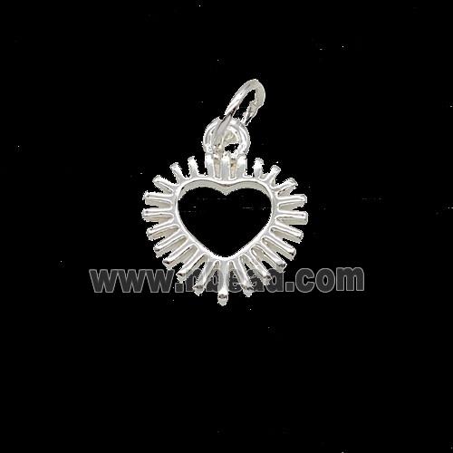 Copper Heart Pendant Shiny Silver