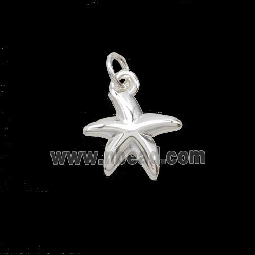 Copper Starfish Pendant Shiny Silver