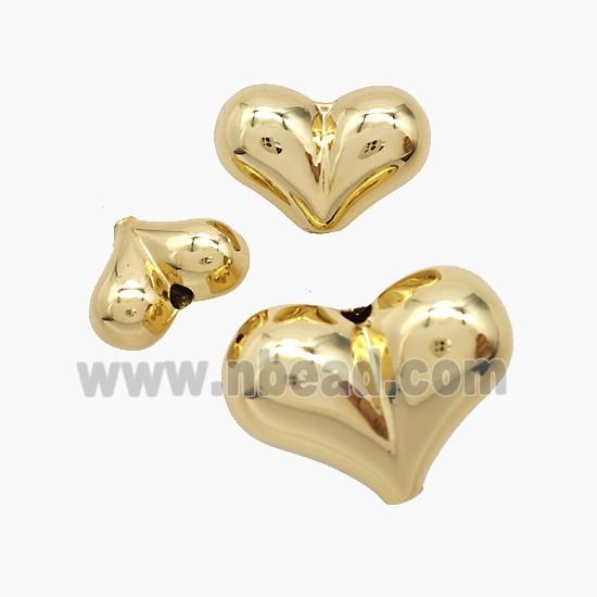 Copper Heart Beads Gold Plated