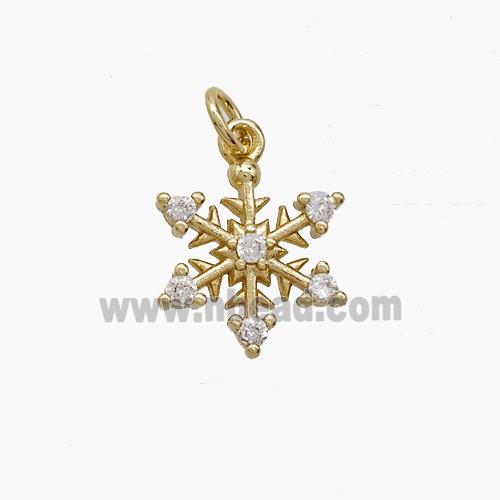 Copper Snowflake Pendant Pave Zirconia Gold Plated