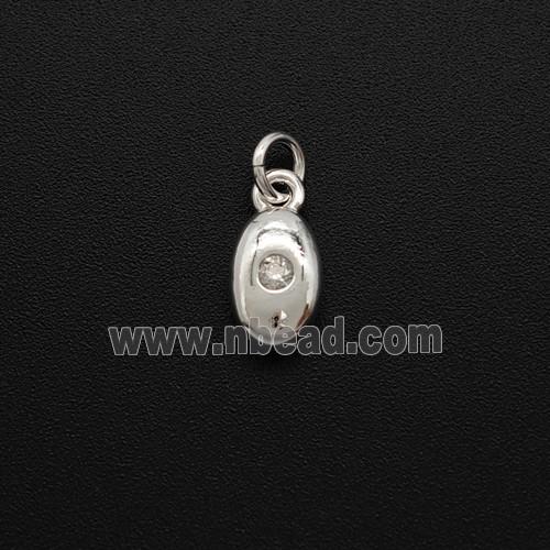 Copper Eye Pendant Pave Zirconia Shiny Silver
