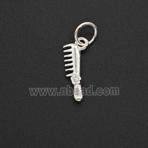 Copper Comb Pendant Shiny Silver