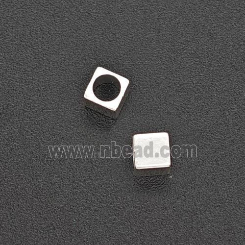 Copper Cube Beads Shiny Silver