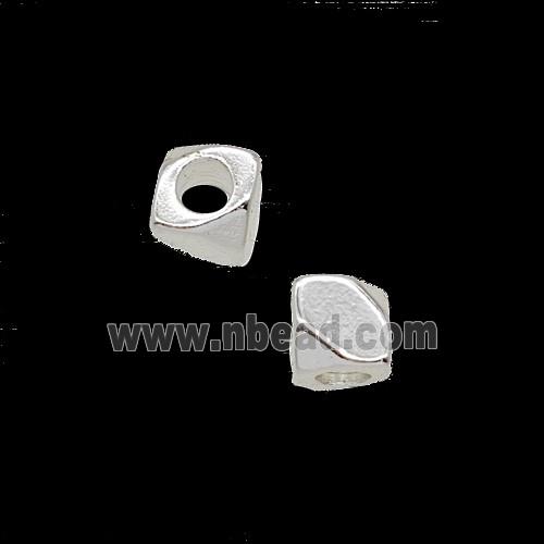 Copper Polyhedron Beads Faceted Shiny Silver